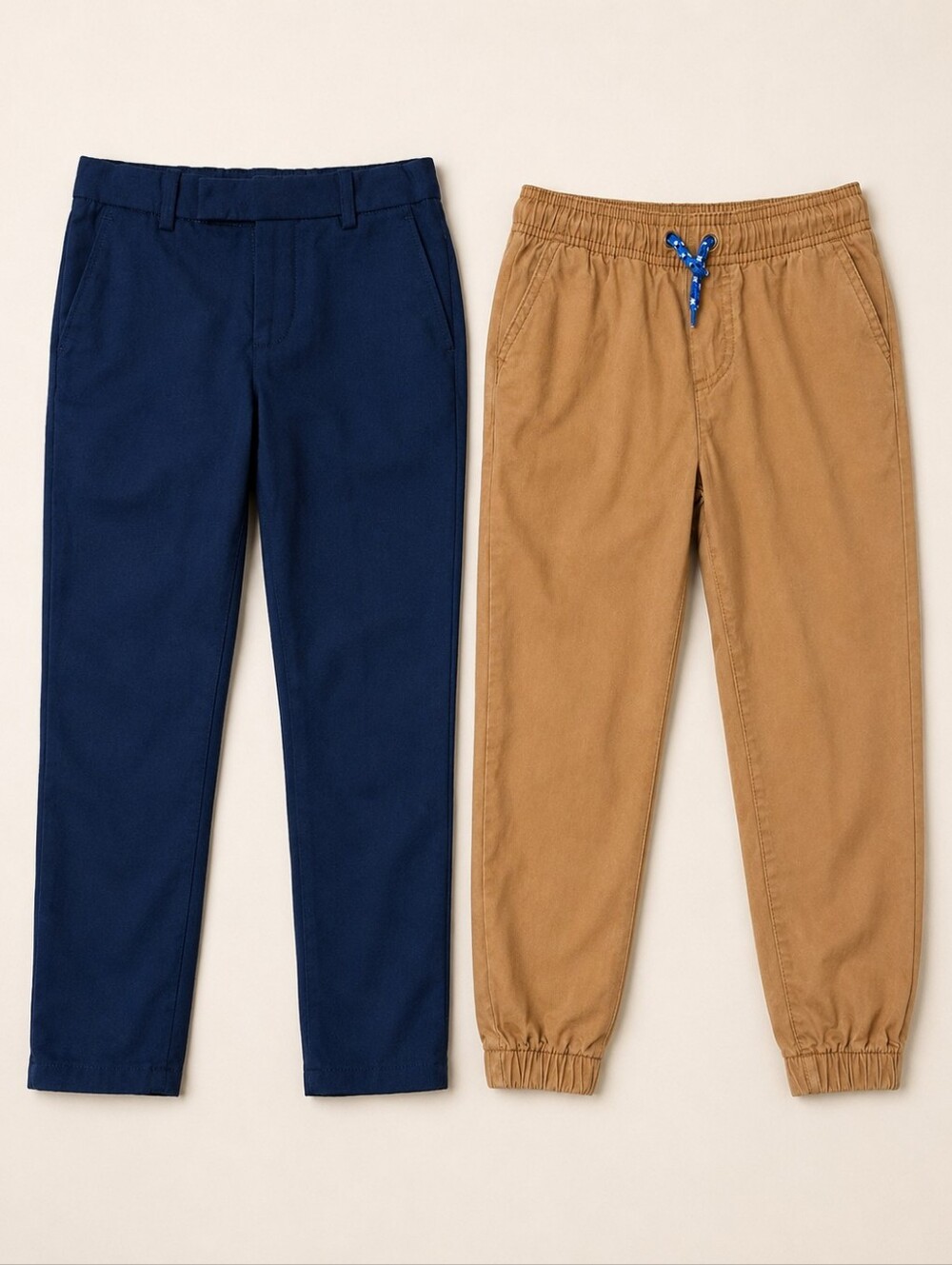 H&M & Carter's Boys 5T Pant Bundle: Navy Chinos & Tan Joggers School Academia